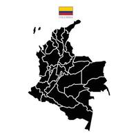 Illustration of a map of Columbia territories. White flat design isolated on a white background. Highly detailed illustration south america vector