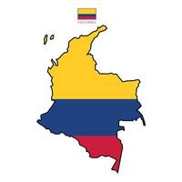 Illustration of a map of Colubmia divided into states and territories. White flat map with borders on a white background, featuring the national flag. Highly detailed south america vector