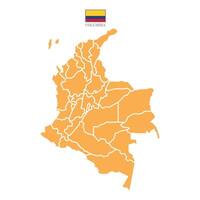 Orange map of Columbia territories, featuring states and borders. White flat design isolated on a white background. Highly detailed illustration. vector
