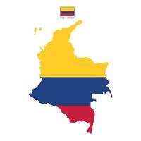 Illustration of map of Colubmia divided into states and territories. White flat map with borders on a white background, featuring the national flag. Highly detailed south america vector
