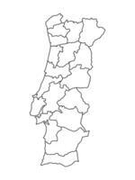 Illustration of a map of portugal divided into states and territories. White flat design isolated on a white background. Highly detailed illustration map Europe vector