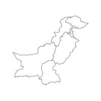 Map of Pakistan territories, featuring states and borders. An outline design with regions, isolated on a white background. Highly detailed illustration Middle East vector