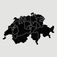Vintage illustration of a map of Switzerland territories. Whie flat map with borders on a white background. Highly detailed map Europe vector