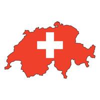 Illustration of map of Switzerland divided into states and territories. White flat map with borders on a white background, featuring the national flag. Highly detailed map Europe vector