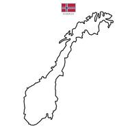 Map of Norway territories, featuring states and borders. An outline design without regions, isolated on a white background. Highly detailed illustration map Europe vector