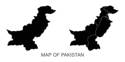 Two maps of Pakistan one with provinces and territories, one blank without borders. White flat design, isolated on white background. Detailed illustration Middle East. vector