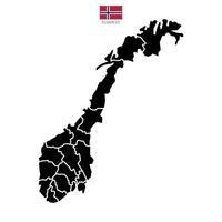 Illustration of a map of Norway territories. White flat design isolated on a white background. Highly detailed illustration map Europe vector