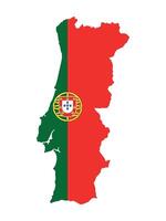 Illustration of a map of portugal divided into states and territories. White flat map with borders on a white background, featuring the national flag. Highly detailed map Europe vector