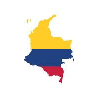 Illustration map of Colubmia divided into states and territories. White flat map with borders on a white background, featuring the national flag. Highly detailed south america vector