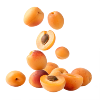 Fresh Apricots Falling and Stacked, Vibrant Studio Shot Transparent Background png