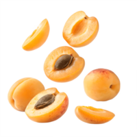 Fresh Apricots Falling in Air Studio Shot Transparent Background png