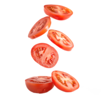 Falling Tomato Slices Isolated on Transparent Background png