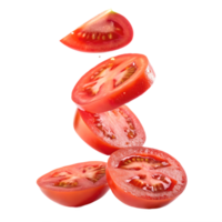 Falling Slices of Juicy Red Tomatoes Transparent Background png
