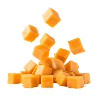 Falling Butternut Squash Cubes Isolated on Transparent Background squash png
