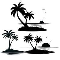 Set of Palm Trees on Tropical Beach - Summer Vacation Concept vector