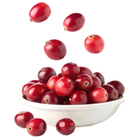 Cranberries Falling into Bowl Transparent Background png