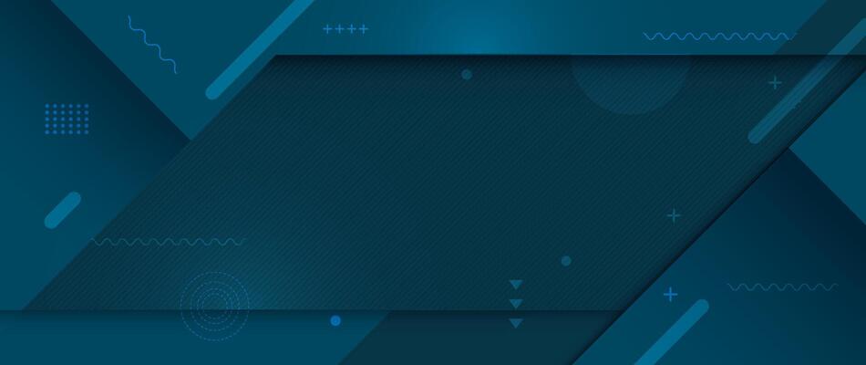Abstract geometric shape, line, light effect on dark blue gradient color for banner, wallpaper background