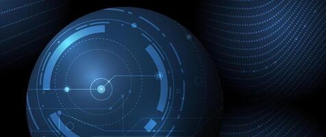 Abstract Digital technology, light line and blue cyber space background. vector