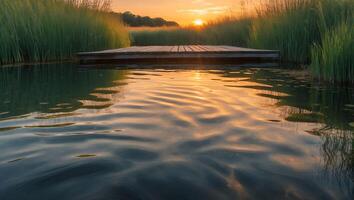 Dock Over Water at Sunset photo