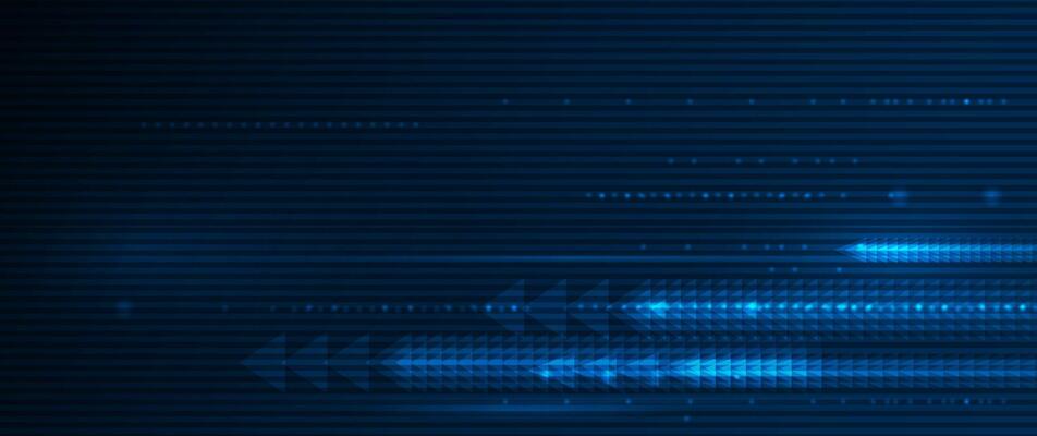 Abstract arrow and lines pattern design. Dynamic movement and motion blur over dark blue background. Illustration futuristic, Connection technology, cyberspace concept.