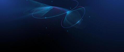 Abstract dynamic geometric shape, wave flow line, light effect and texture on blue gradient color for wallpaper, template banner. Modern graphic design for futuristic background vector