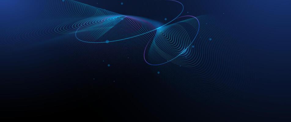 Abstract dynamic geometric shape, wave flow line, light effect and texture on blue gradient color for wallpaper, template banner. Modern graphic design for futuristic background