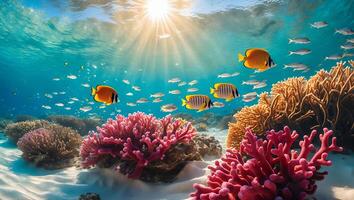 Underwater Coral Reef and Fish Scene photo