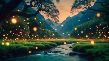 Landscape with River and Lights photo