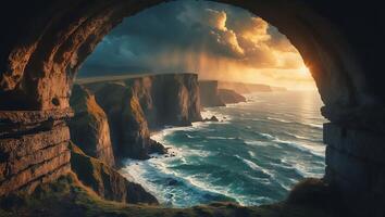 Coastal Cliffs Ocean View From Stone Archway photo