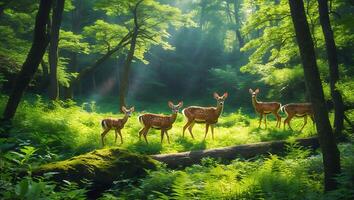 Deer Family in Forest photo
