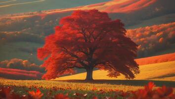 Autumn Tree on Rolling Hills photo