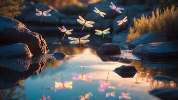 Dragonfly Over Water photo