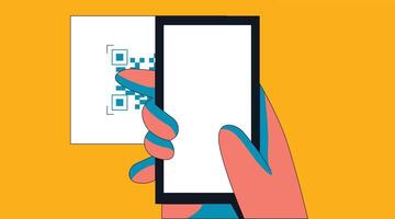 A hand holding a mobile device, showcasing modern technology and connectivity vector