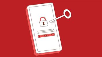A mobile phone lock screen featuring a sleek design, displaying a background image and time vector