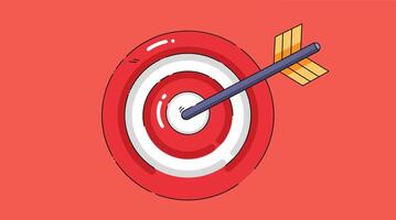 A red target area with an arrow aimed at its center, symbolizing focus, precision, and goal achievement, isolated on a solid background vector