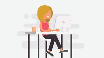 freelancer working on a laptop, symbolizing remote work, creativity, and independence, with a focus on productivity in a casual, home office environment vector
