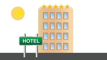 An isolated illustration of a hotel building with a visible hotel sign, showcasing a modern or classic architectural design vector