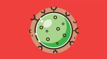 structure of a human virus and bacteria. The virus is shown with its protein coat and genetic material vector