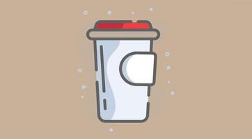 A simple, stylized illustration of a coffee cup with a lid, commonly used for takeout beverages vector