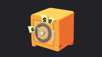 closed money safe with money bills inside. The safe is securely locked, symbolizing the protection of wealth vector