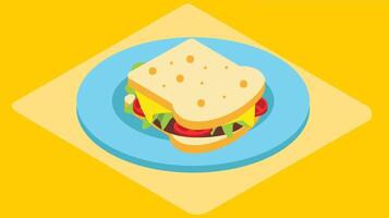 A delicious breakfast sandwich filled with eggs, cheese, and bacon, perfectly layered between toasted bread vector