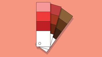 A clean illustration of a color palette featuring various Pantone shades of red, arranged in swatches vector