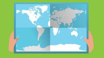 Folded design world map showcasing continents and countries in a minimalist style, emphasizing clean lines vector