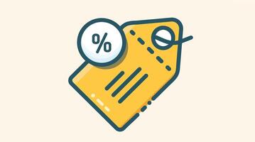 A sale label attached to various products, featuring bright colors and bold text indicating discount vector