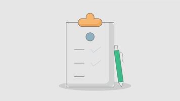 Illustration of a checklist note with marked tasks and a pen beside it. The note features ticked boxes, representing completed items vector