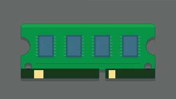 An isolated illustration of a RAM memory card designed for a PC, featuring clear detailing and showcasing its sleek, compact design vector