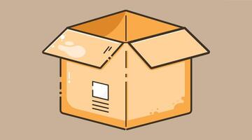 illustration of an opened shipping box, ready for delivery. The box is partially opened to reveal its contents vector