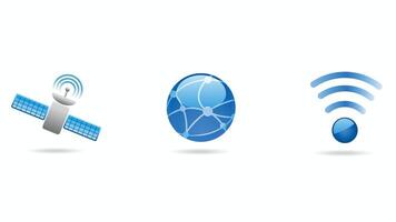 A design featuring connectivity elements such as satellites, Wi-Fi symbols, and internet signs, visually representing modern communication technologies vector