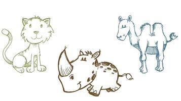 Playful outline colored zoo animals design elements, ideal for children's story books, featuring simplified and friendly animal illustrations 06 vector