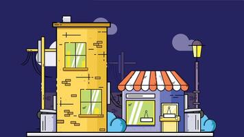 An American-style neighborhood with a mix of residential buildings and small shops. The scene includes suburban homes with porches and gardens, along with local shops vector